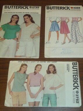 Lot Of 3 Butterick Womens Patterns Size 6 Small 3752 4285 3799 Uncut Tops Skirts